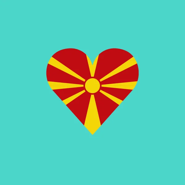Makedonya Bayrağı Düz Dizayn Şeklinde Kalp Şeklinde Bir Simge Bağımsızlık — Stok Vektör