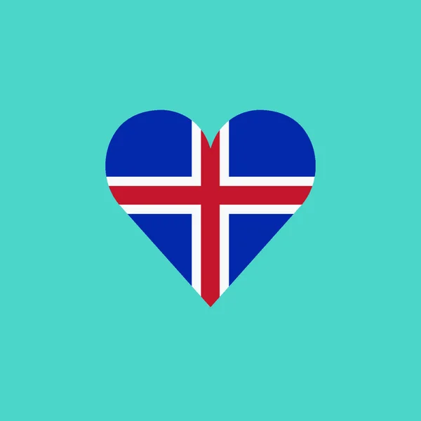 Islandia Icono Bandera Forma Corazón Diseño Plano Día Independencia Concepto — Vector de stock