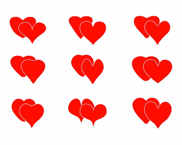 Set Icone Del Cuore Sfondo Bianco Simbolo Amore — Vettoriale Stock
