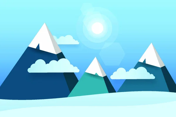 Tiga Paper Mountains White Clouds Sunny Day Vector Illustration - Stok Vektor