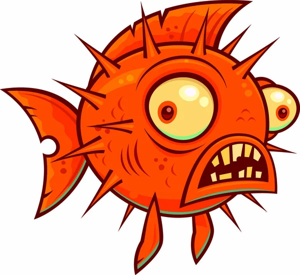 Illustrazione Dei Cartoni Animati Vettoriali Pesce Palla Pesce Palla Stravagante — Vettoriale Stock