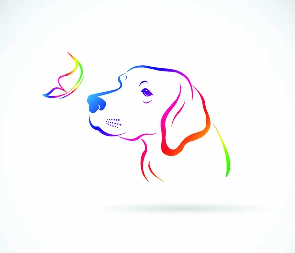 Vector Dogs Labrador Butterflies White Background Pet Animal Easy Editable — Stock Vector