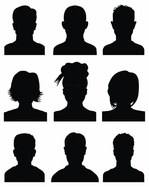 Silhouettes Noires Têtes Humaines Profils Avatar — Image vectorielle