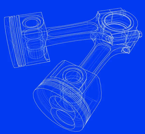 Croquis Piston Rendu Vectoriel Style Cadre Métallique Les Couches Lignes — Image vectorielle