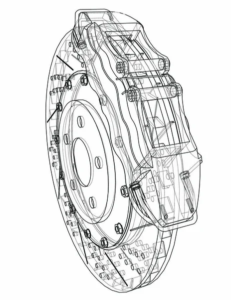 Plan Disque Frein Rendu Vectoriel Style Cadre Métallique Les Couches — Image vectorielle