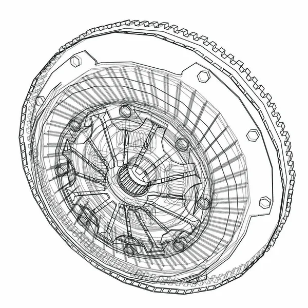 Boceto Cesta Embrague Para Coche Representación Vectorial Estilo Marco Alambre — Vector de stock