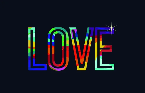 Σχέδιο Τυπογραφίας Της Λέξης Αγάπης Χρώματα Ουράνιο Τόξο Κατάλληλο Για — Διανυσματικό Αρχείο