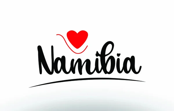 Текст Страны Намибии Красным Сердцем Любви Подходит Логотипа Иконки Типографского — стоковый вектор
