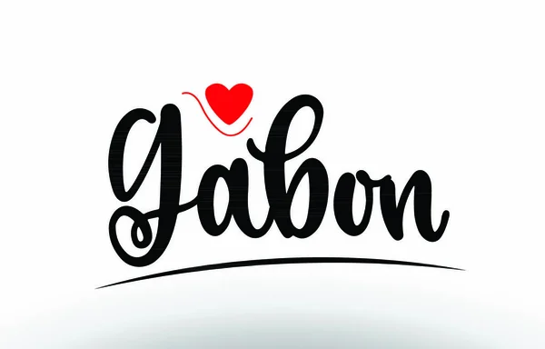 Gabón País Texto Con Corazón Amor Rojo Adecuado Para Icono — Vector de stock