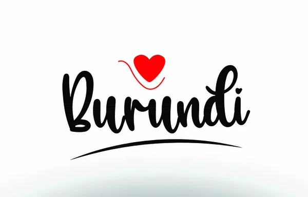 Burundi País Texto Con Corazón Amor Rojo Adecuado Para Icono — Vector de stock