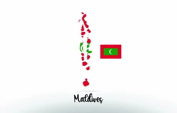 Bandeira País Das Maldivas Dentro Projeto Mapa Fronteira País Adequado —  Vetores de Stock