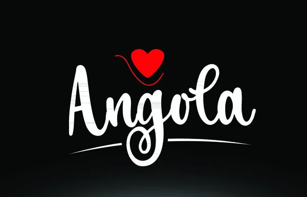Angola Land Text Med Röd Kärlek Hjärta Svart Bakgrund Lämplig — Stock vektor
