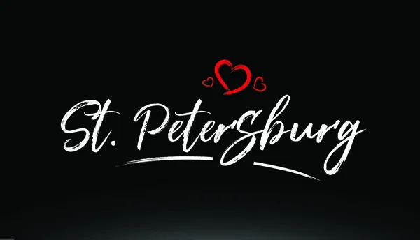 Petersburg City Handgeschriebenen Text Mit Rotem Herz Geeignet Für Logo — Stockvektor