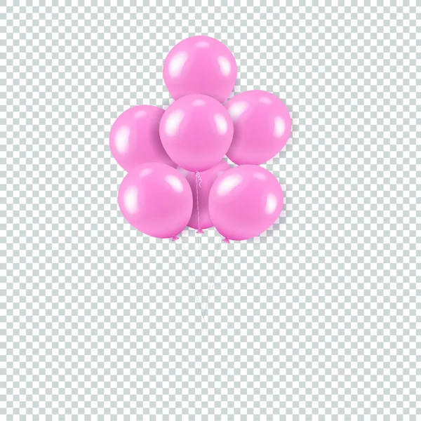 Pink Balloons Bouquet Transparent Background Gradient Mesh Vector Illustration — стоковий вектор