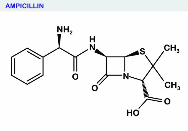 Illustrationen Ampicillins Strukturformel — Stock vektor