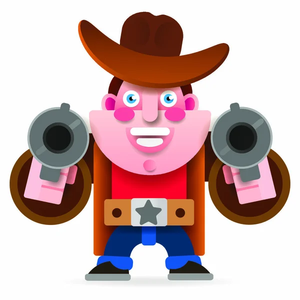 Cowboy Mit Zwei Waffen Einem Kap Wilden Westen Vektorillustration — Stockvektor