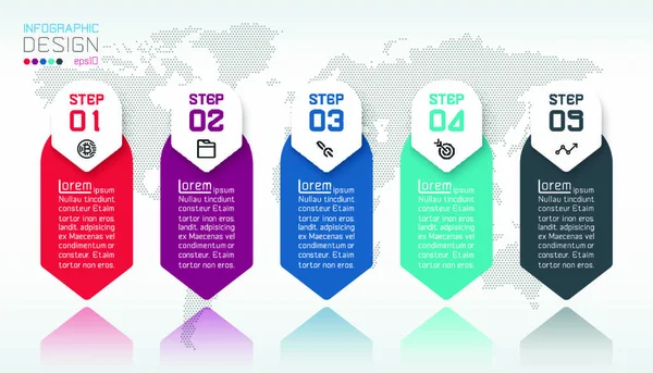 五段営業インフォグラフィック — ストックベクタ