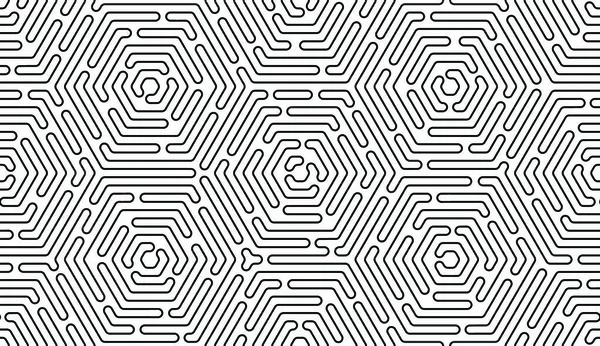 Monocromático Doodle Art Deco Abstrato Sem Costura Fundo Com Linha — Vetor de Stock