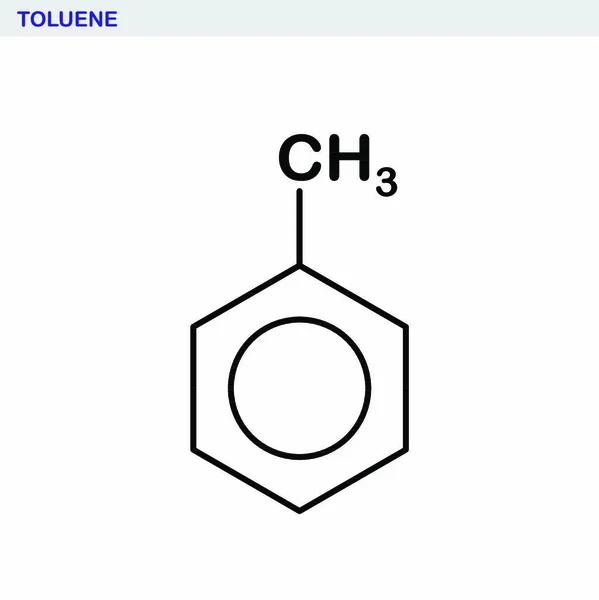 Den Strukturella Formeln Illustration Toluenmolekyl Svarta Konturer Vit Bakgrund — Stock vektor
