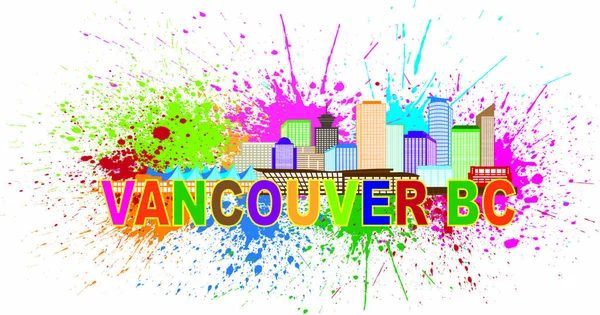 Βανκούβερ Βρετανική Κολούμπια Καναδάς Πόλη Skyline Χρώμα Κειμένου Αφηρημένη Ζωγραφική — Διανυσματικό Αρχείο