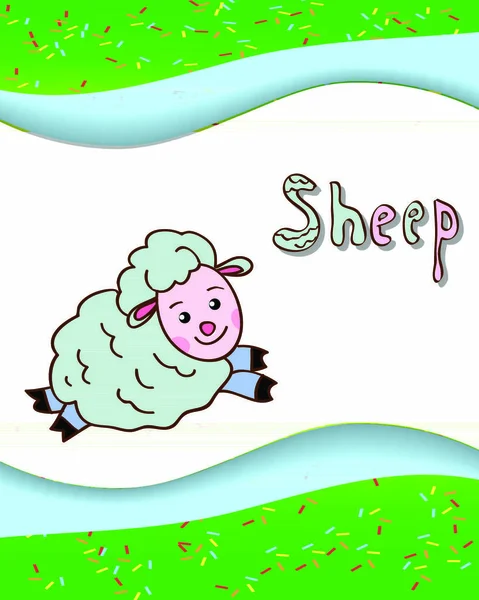 アルファベット文字Sと羊の背景色 — ストックベクタ