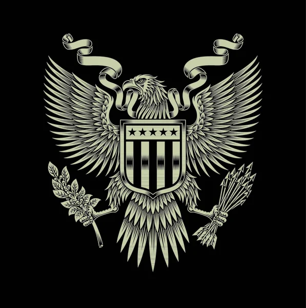 Fully Editable Vector Illustration Editable Eps American Eagle Emblem Isolated — Stock Vector
