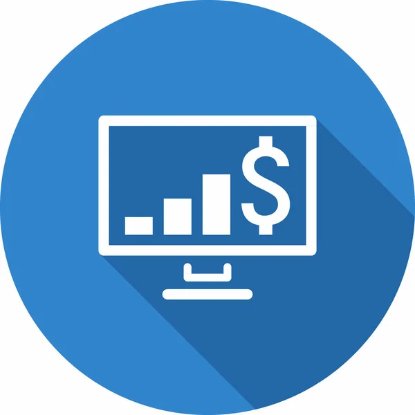 Gráfico Negocios Escritorio Diseño Plano Sombra Larga Aislado — Vector de stock