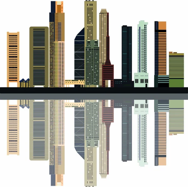 Singapore City Skyline Icône Plate Illustration Vectorielle — Image vectorielle