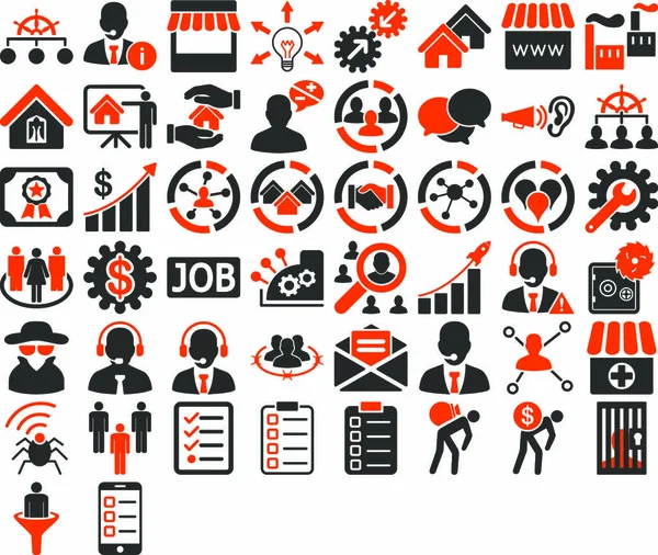 Conjunto Ícones Negócios Estes Ícones Bicolores Planas Usam Cores Laranja —  Vetores de Stock