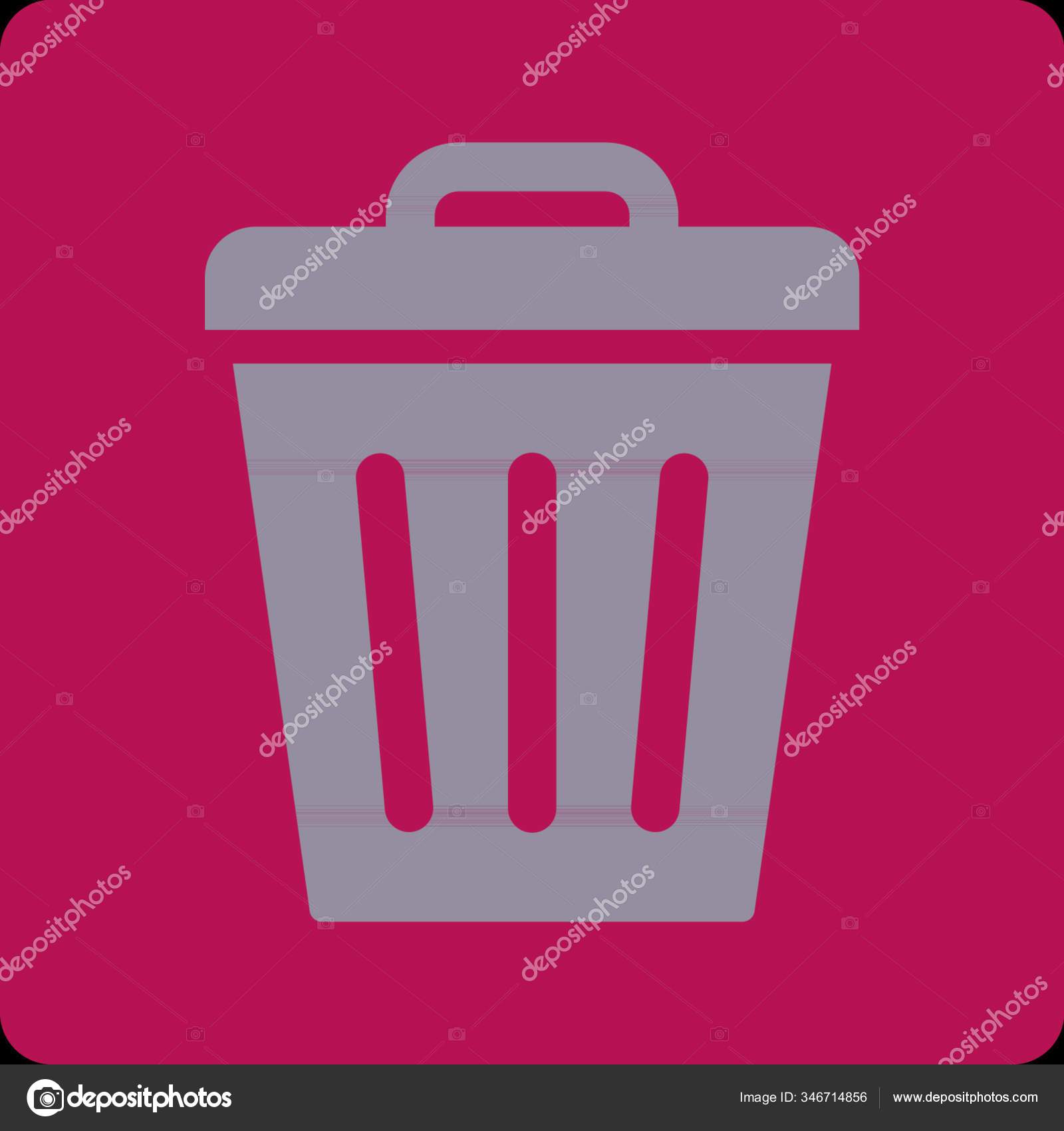 Trash Can Icon Primitive Buttons Overcolor Set Rounded Square Flat