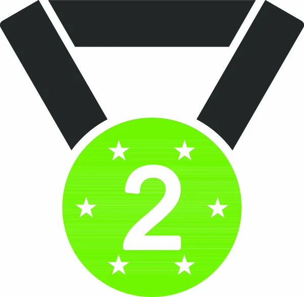 成功バイカラーアイコンセットの2番目のメダルアイコン ベクトルスタイルは フラットカラーシンボル エコグリーンとグレーの色 丸みを帯びた角度 白い背景です — ストックベクタ