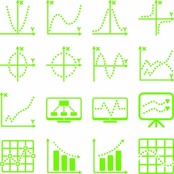Gepunktete Vektor Infografik Geschäftssymbole Dieses Vektor Icon Set Verwendet Grüne — Stockvektor