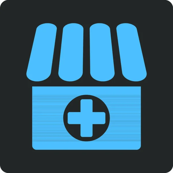 Icono Farmacia Estilo Vectorial Azul Gris Botón Cuadrado Redondeado Plano — Archivo Imágenes Vectoriales