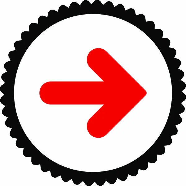 Flecha Icono Sello Redondo Derecho Este Símbolo Vectorial Plano Dibuja — Archivo Imágenes Vectoriales