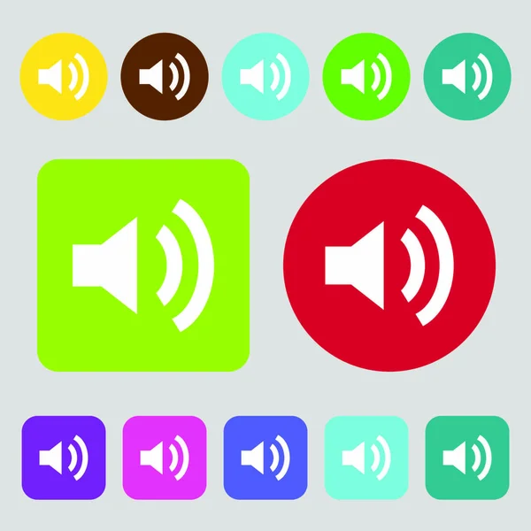 Icono Signo Volumen Del Altavoz Símbolo Sonido Botones Colores Diseño — Vector de stock