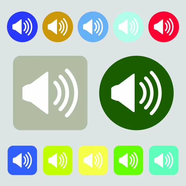Icono Signo Volumen Del Altavoz Símbolo Sonido Botones Colores Diseño — Vector de stock