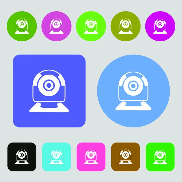 カメラ記号のアイコン Web ビデオ チャット記号です カメラ チャット 色付きのボタンのセットです ベクトル ストックベクター C Logvinyk