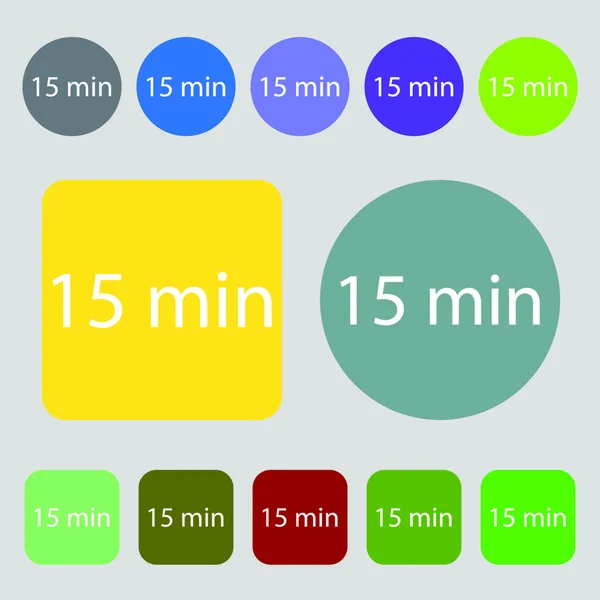 15分钟标志图标 12个彩色按钮 平面设计 矢量说明 — 图库矢量图片