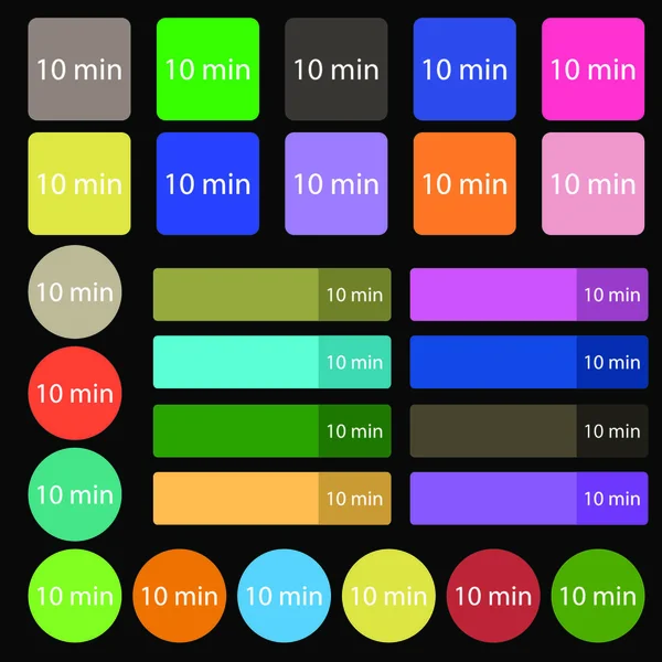 Minutos Signo Icono Set Veintisiete Botones Planos Multicolores Ilustración Vectorial — Archivo Imágenes Vectoriales