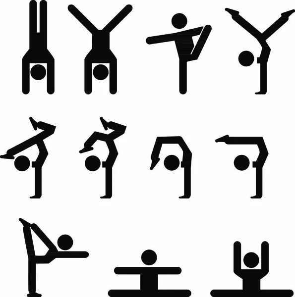 Conjunto Icono Gimnasia Estilo Silueta — Archivo Imágenes Vectoriales