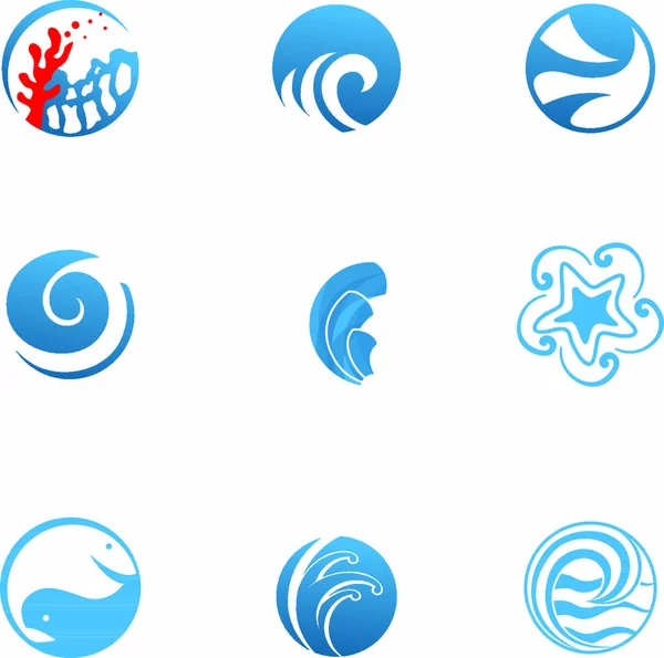 Morskie Abstrakcyjne Ikony Podróży Biznesu Restauracji Owoców Morza — Wektor stockowy