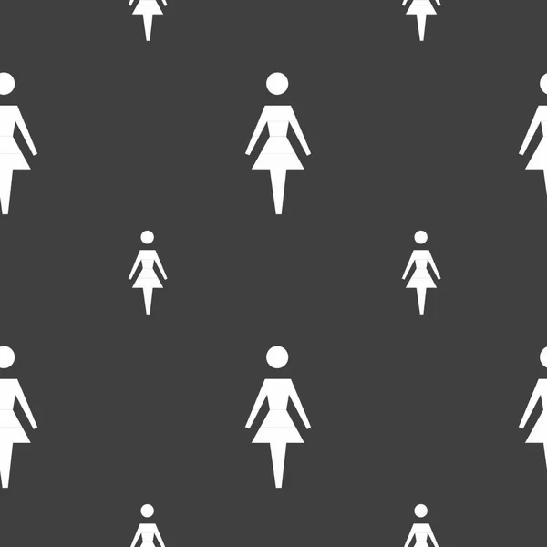 Icono Signo Femenino Mujer Símbolo Humano Baño Mujeres Patrón Sin — Vector de stock