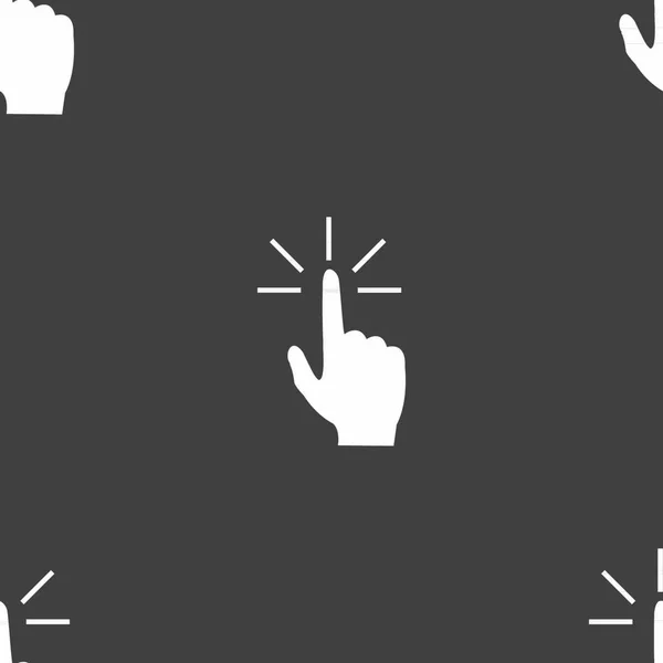 Натисніть Тут Знак Піктограми Руки Безшовний Візерунок Сірому Фоні Векторні — стоковий вектор