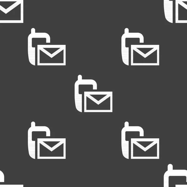 Mail Symbol Umschlag Symbol Sms Zeichen Nahtloses Muster Auf Grauem — Stockvektor