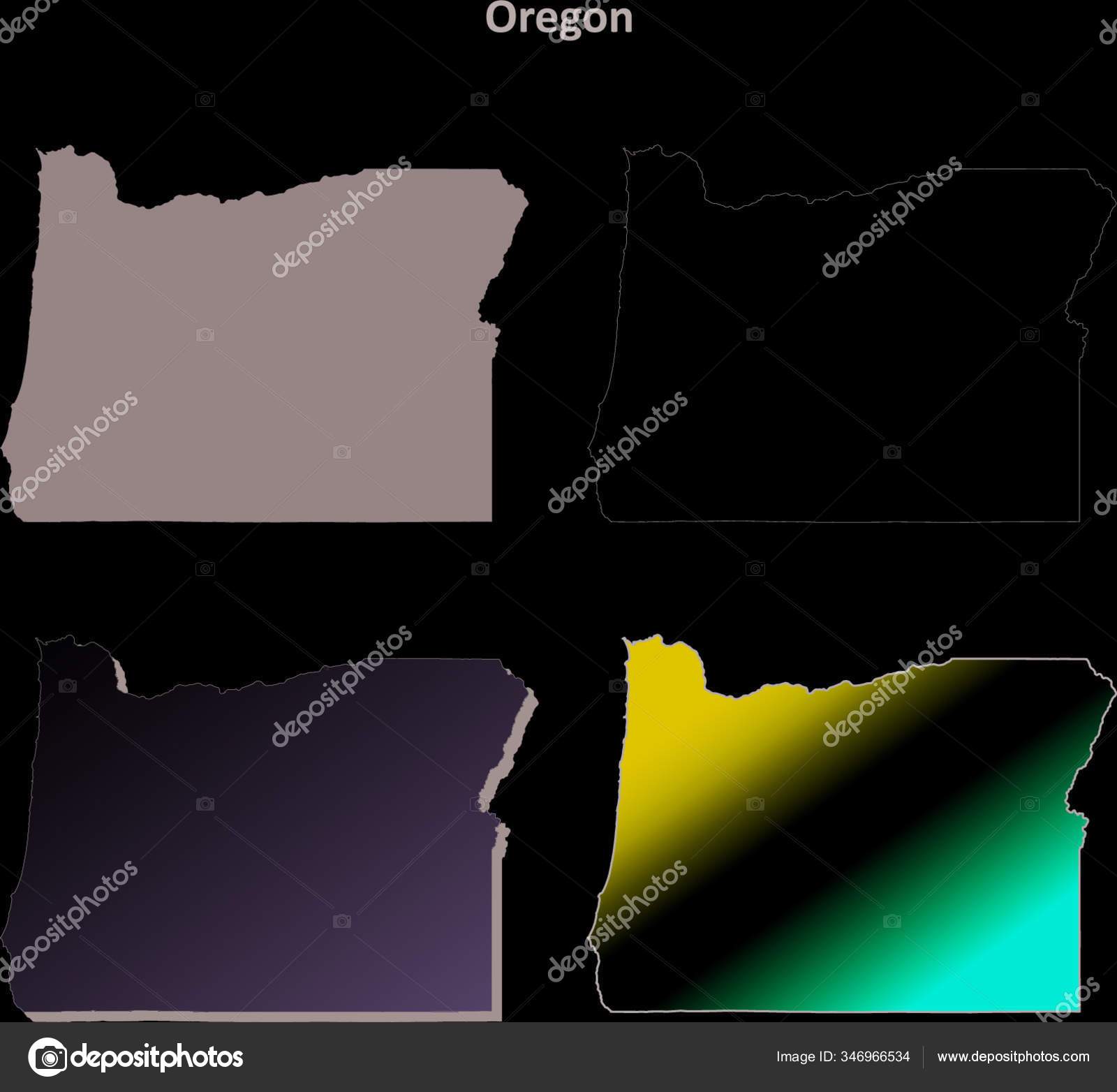 Oregon State Blank Vector Outline Map Set Stock Vector Image by