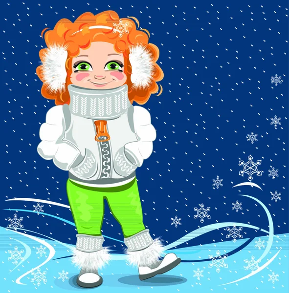 Niña Fondo Invierno — Vector de stock