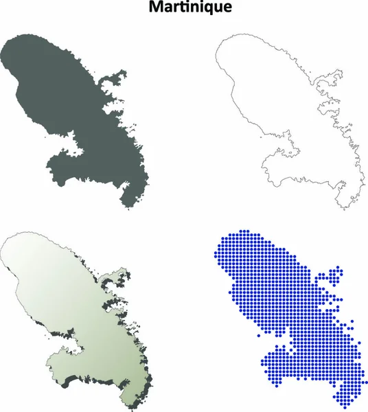 Martinique Ébauche Détaillée Carte Ensemble — Image vectorielle