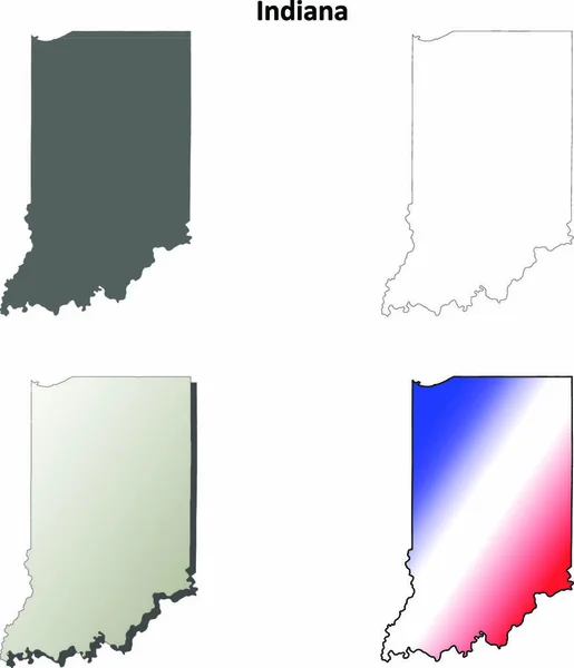 Indiana State Blank Vektor Outline Map Set — Stockvektor