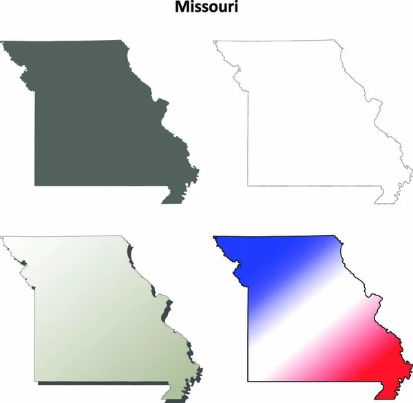 Missouri Estado Vetor Branco Esboço Mapa Definido —  Vetores de Stock