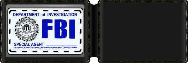 Leather Case Fbi Certificate Place Badge Fbi Special Agent — Stock Vector